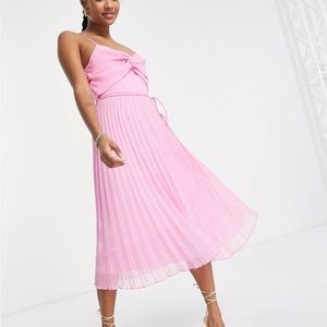 ASOS DESIGN Petite twist front pleated cami midi dress
